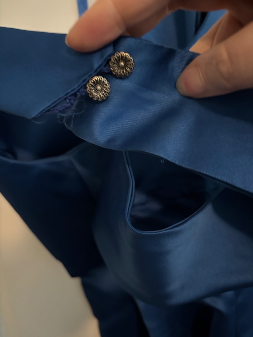 Elegant Royal Blue Cross Back Dress - Picture 3 of 4